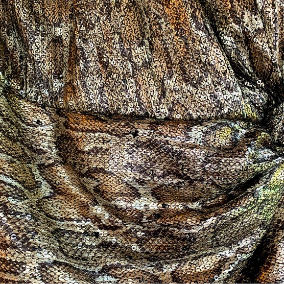 J.O.A Revolve Halter Dress Metallic Gold Party Cocktail Snakeskin Print - Medium - Picture 13 of 15